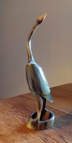 Mid century vintage kraanvogel of reiger gesneden uit hoorn, Antiek en Kunst, Ophalen of Verzenden