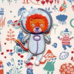 Leeuw Astronaut sticker patch badge embleem applicatie, Hobby en Vrije tijd, Kledingapplicaties en Hotfix, Verzenden, Nieuw, Overige applicaties