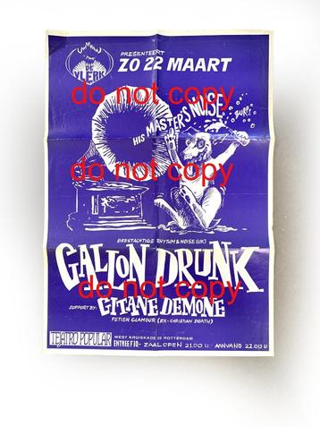 Zeldzame originele Gallon Drunk concertposter Rotterdam 1992 beschikbaar voor biedingen