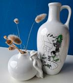 Retro vaasje en karaf Mispelblom/jaren 70, Ophalen of Verzenden, Overige kleuren, Glas, Minder dan 50 cm