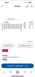 BRIMNES TV-meubel, zwart, 180x41x53 cm, Huis en Inrichting, Kasten | Televisiemeubels, Ophalen, Kunststof, 150 tot 200 cm, Zo goed als nieuw