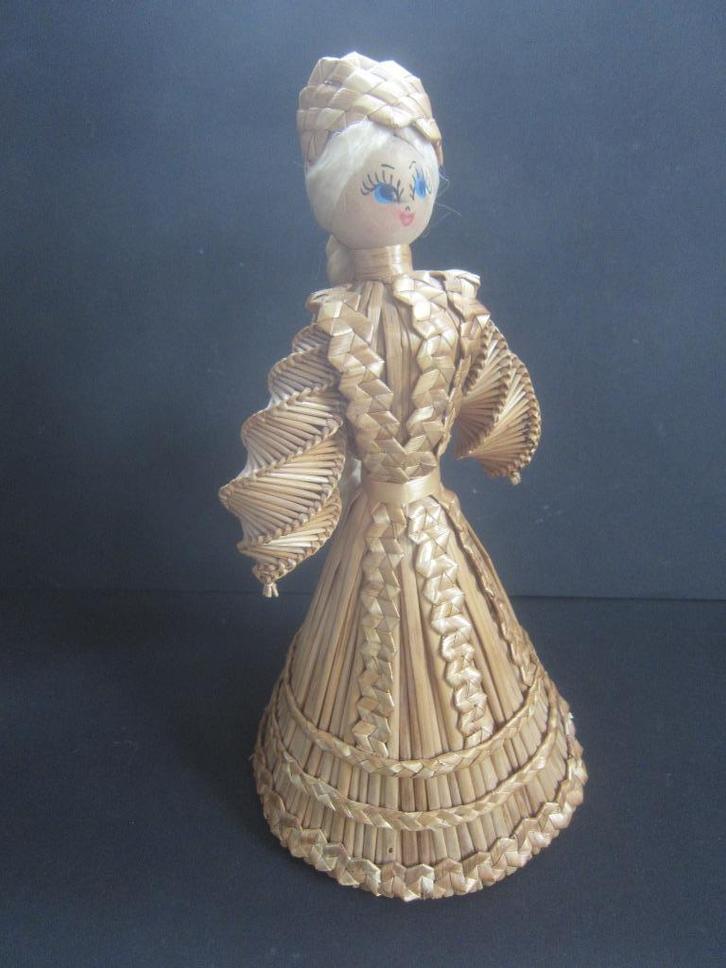 kerst Gevlochten stro pop wit Russische volkskunst  1982, Diversen, Kerst, Zo goed als nieuw, Ophalen of Verzenden