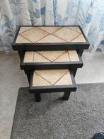 3 delige antieke bijzet  tafels, Ophalen, Zo goed als nieuw, Rechthoekig, Minder dan 55 cm