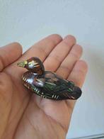 Beschilderd eend van aardewerk 6x3x3cm, Ophalen of Verzenden, Zo goed als nieuw, Vogel, Beeldje of Figuurtje