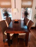 Eettafel 180×90 cm + 6 Lloyd Loom stoelen (complete set), Ophalen, Gebruikt, 50 tot 100 cm, Vijf personen of meer