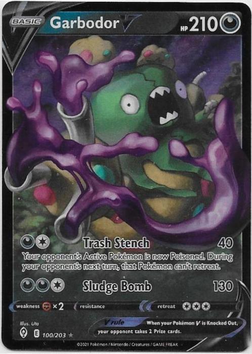 Evolving Skies,  Garbodor [v] 100/203, Hobby en Vrije tijd, Verzamelkaartspellen | Pokémon, Nieuw, Losse kaart, Verzenden