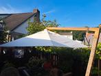Zweefparasol crème met grijze afdekhoes +/-290cm diameter, Tuin en Terras, Parasols, Ophalen of Verzenden, Gebruikt, Zweefparasol