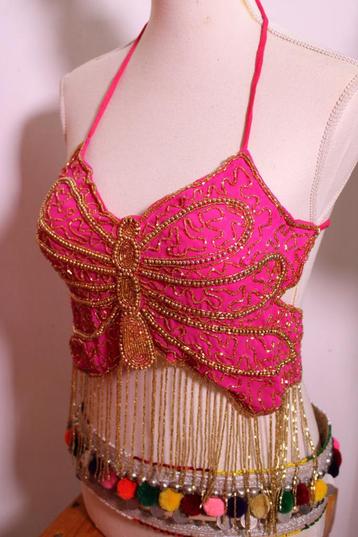 Glitter vlindertops met kralen XS S M FUCHSIA ZWART BORDEAUX beschikbaar voor biedingen