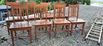 10 Teakhouten Koloniale Eetkamerstoelen, Ophalen, Gebruikt, Bruin, Koloniaal