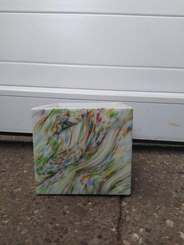 Antieke Leerdam Glazen Kubus Pot - 1920 beschikbaar voor biedingen