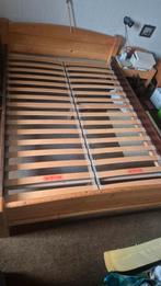 Houten Tweepersoonsbed 140x200, Ophalen, Gebruikt, Bruin, Tweepersoons