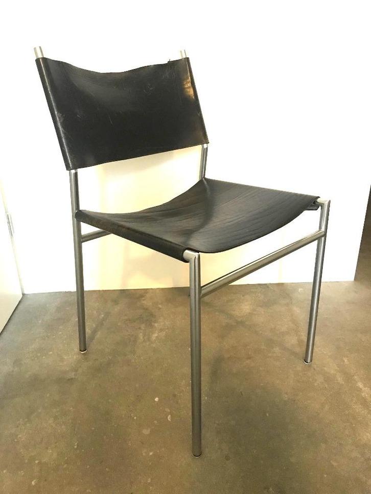 design Spectrum SE 06 stoel Martin Visser, Huis en Inrichting, Stoelen, Gebruikt, Vijf, Zes of meer stoelen, Leer, Metaal, Zwart