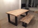 Steigerhouten eettafel tafel met X poten, Eikenhout, Vijf personen of meer, Rechthoekig, Nieuw