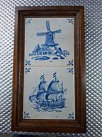 Delfts Blauw Tegeltableau met Molen en Schip, Ophalen of Verzenden