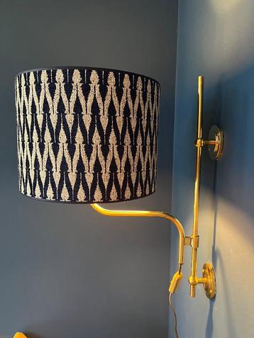 Lampenkap blauw beige print uniek design beschikbaar voor biedingen