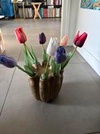 Gouden tulpenvaas met bloemen Intratuin, Huis en Inrichting, Woonaccessoires | Kunstplanten en Kunstbloemen, Ophalen, Zo goed als nieuw