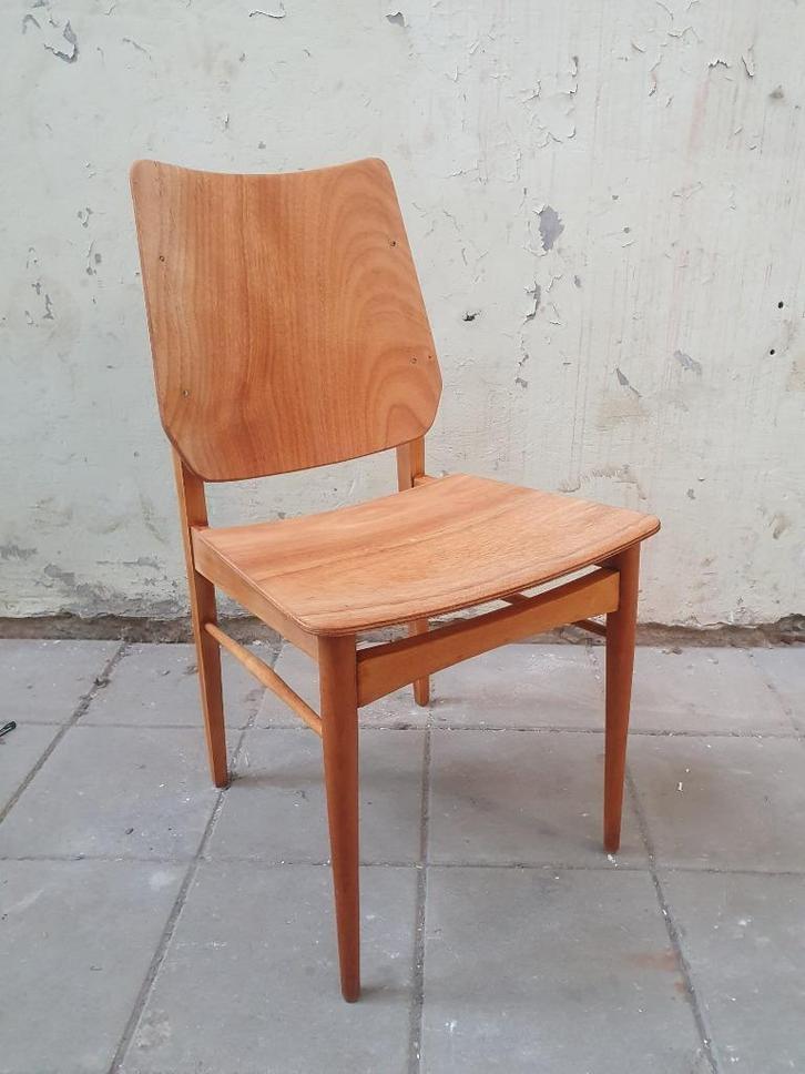 Houten unieke vintage stoel - schoolstoel stijl, Huis en Inrichting, Stoelen, Gebruikt, Eén, Hout, Bruin, Ophalen