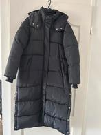 Zwarte lange gewatteerde winterjas, Kleding | Heren, Jassen | Winter, Ophalen, Zo goed als nieuw, Maat 52/54 (L), Zwart