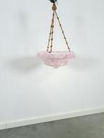 Art Deco roze glazen schaallamp, Huis en Inrichting, Lampen | Hanglampen, Verzenden, Gebruikt, Glas
