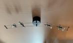 Plafondlamp zwart/chroom 4 spots, Ophalen, Gebruikt, Metaal of Aluminium, Modern