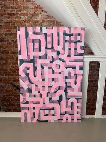 Kunstwerk ‘Flamingo Morning’ - 80x120cm - Acryl op metaal beschikbaar voor biedingen