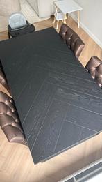 Goossens Visgraat Eettafel Zwart, Huis en Inrichting, Tafels | Eettafels, Ophalen, Gebruikt, Eikenhout, 50 tot 100 cm
