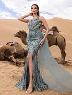 Gelegenheidsjurk, 1x gedragen, in zeer goede staat, Kleding | Dames, Ophalen, Zo goed als nieuw, Blauw, Galajurk