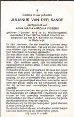 Sande Julianus 1916 St Michielsgestel  1967 Berkel- Enschot, Ophalen of Verzenden, Bidprentje