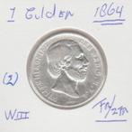 (2)  mooie 1 gulden 1864 fr/zfr  W III., Postzegels en Munten, Munten | Nederland, Zilver, 1 gulden, Ophalen of Verzenden, Koning Willem III