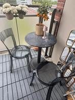 Marmer bistro tafel met 2 stoelen, Ophalen, Gebruikt, Rond