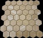 Mozaiék Travertin  Hexagon 48x48mm op matje 300x300x10mm, Nieuw, Ophalen of Verzenden, Minder dan 20 cm, Minder dan 5 m²