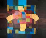 Abstract olieverf schilderij met kleurrijke vlakken, Antiek en Kunst, Kunst | Schilderijen | Abstract, Ophalen