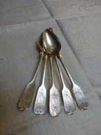 5 antieke koffielepeltjes verzilverd / oude lepeltjes zilver, Ophalen of Verzenden