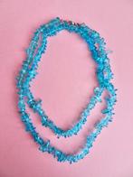 jwg Lange vintage aqua aquamarijn kwarts ketting steen blauw, Sieraden, Tassen en Uiterlijk, Antieke sieraden, Verzenden, Overige materialen