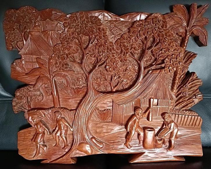 Prachtig decoratief hardhouten houtsnijwerk, Antiek en Kunst, Kunst | Beelden en Houtsnijwerken, Ophalen of Verzenden