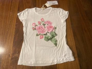 Monnalisa chic shirt wit bloemen stretch maat 164 s! beschikbaar voor biedingen