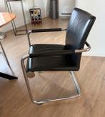 Zwarte lederen stoelen en tafel Hülsta, Ophalen, Gebruikt, 50 tot 100 cm, Metaal