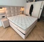 boxspring met opbergruimte, Verstelbaar, 90 cm, Eenpersoons, Beige