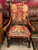 Antieke fauteuil Franse Louis XIII brocante grote stoel hout