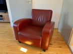 2 Rood leren fauteuils, Huis en Inrichting, Fauteuils, Ophalen, Zo goed als nieuw, 75 tot 100 cm, Leer