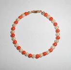 Armband Bloedkoraal met parels 925 verguld, Sieraden, Tassen en Uiterlijk, Armbanden, Verzenden, Nieuw, Overige kleuren, Overige materialen