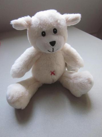 Hema superzacht roomwit pluche schaap knuffel, navel rood X  beschikbaar voor biedingen