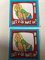 2 stickers Ziet u er wat in? (Sexy dame/pin up/strip), Verzamelen, Verzenden, Zo goed als nieuw
