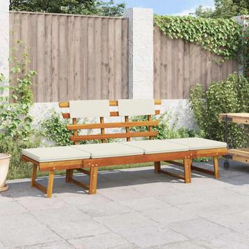 Tuinbank met kussens 2-in-1 190 cm massief acaciahout beschikbaar voor biedingen