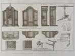 Grote originele litho uit 1900 - Ontwerptekening biechtstoel, Verzenden
