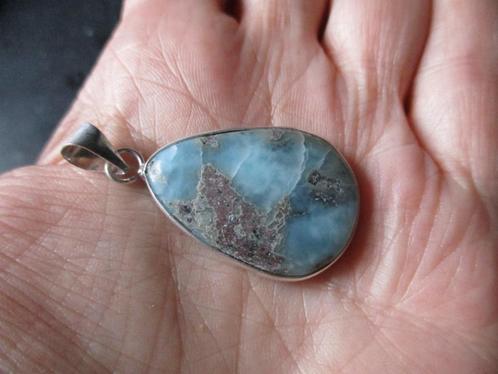 037/ verzilverde larimar hangers(meerdere foto's), Sieraden, Tassen en Uiterlijk, Kettinghangers, Nieuw, Steen of Mineraal, Blauw