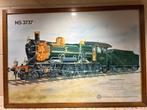 Grote tekening/ poster van de stoomlocomotief NS 3737., Ophalen, Gebruikt, Trein, Kaart of Prent