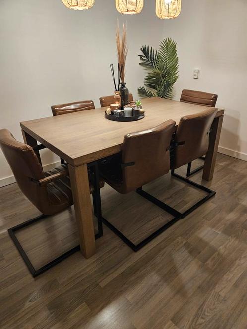 Compleet eetkamer. 6 stoelen tafel van 90160, Huis en Inrichting, Complete eetkamers, Gebruikt, Ophalen