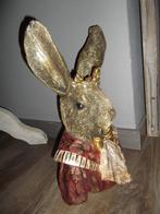 *Chique grote buste beeld haas/konijn  met kroon Clayre&Eef*, Antiek en Kunst, Ophalen of Verzenden