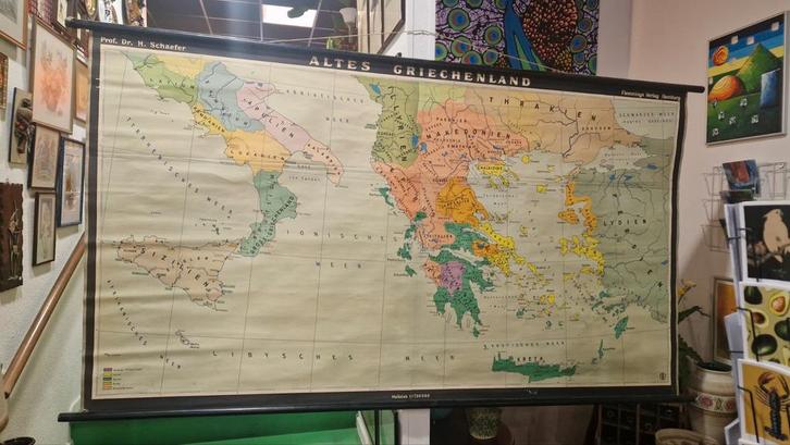 Oude Schoolkaart: Oud Griekenland, Antiek en Kunst, Antiek | Schoolplaten, Aardrijkskunde, Ophalen